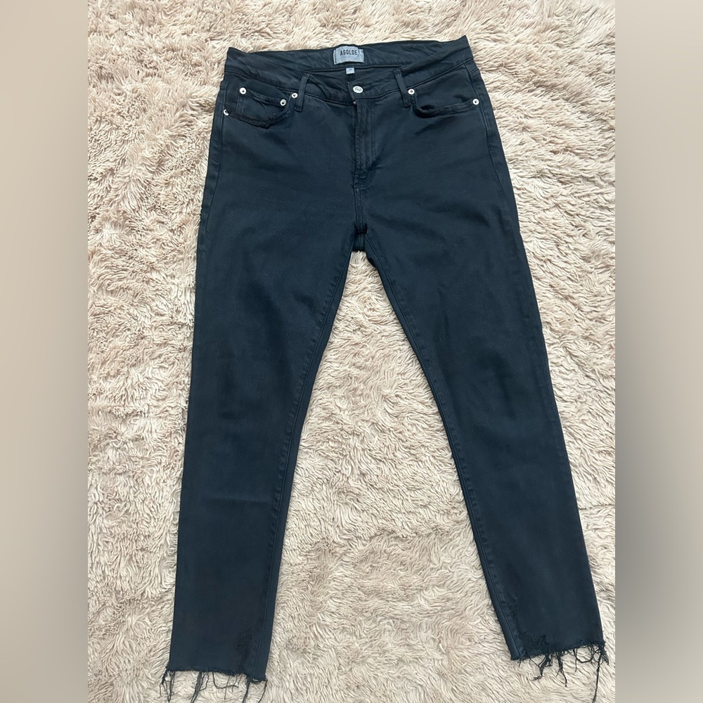 Agolde Black Ankle Frayed Jeans